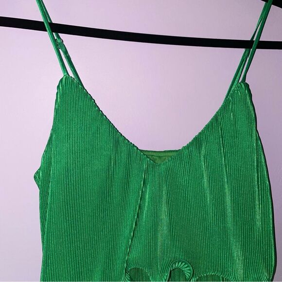 Better Be S Mini Dress Kelly Green Tiered Lettuce Cocktail Sundress - Picture 7 of 7